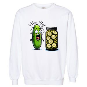 Funny Pickle Surprise A Cucumber And A Jar Of Sliced Pickles Garment-Dyed Sweatshirt