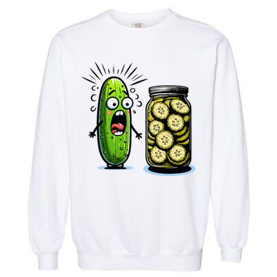 Funny Pickle Surprise A Cucumber And A Jar Of Sliced Pickles Garment-Dyed Sweatshirt