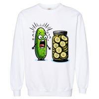 Funny Pickle Surprise A Cucumber And A Jar Of Sliced Pickles Garment-Dyed Sweatshirt