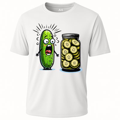 Funny Pickle Surprise A Cucumber And A Jar Of Sliced Pickles Performance Shirt