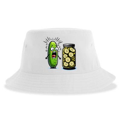 Funny Pickle Surprise A Cucumber And A Jar Of Sliced Pickles Sustainable Bucket Hat