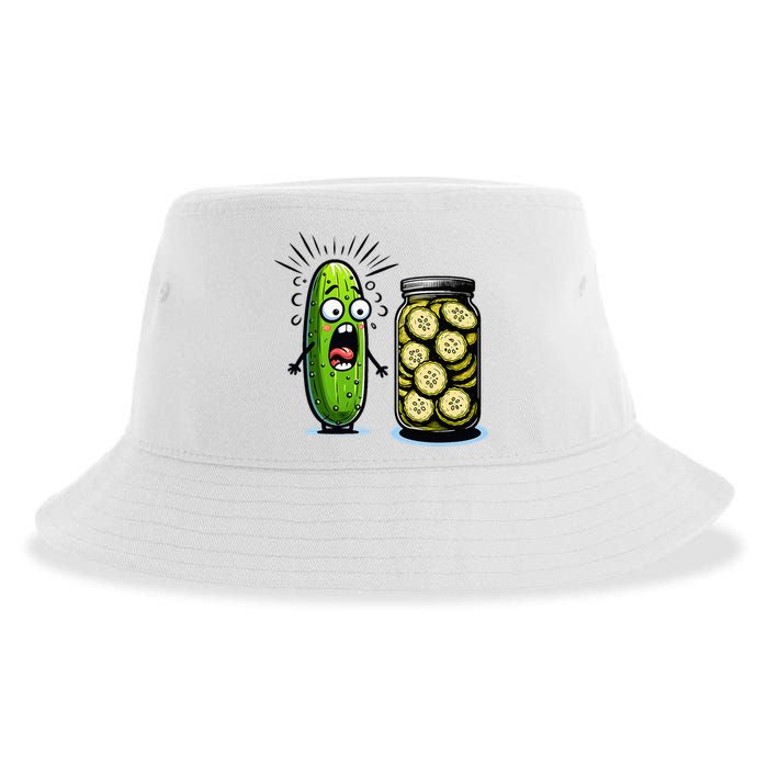 Funny Pickle Surprise A Cucumber And A Jar Of Sliced Pickles Sustainable Bucket Hat