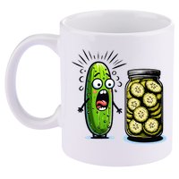 Funny Pickle Surprise A Cucumber And A Jar Of Sliced Pickles 11oz C Handle Ceramic Mug