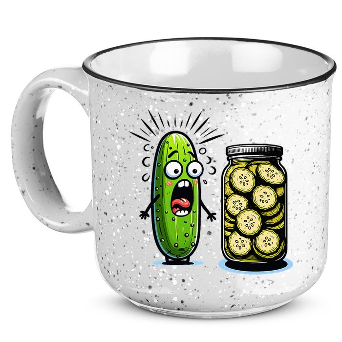 Funny Pickle Surprise A Cucumber And A Jar Of Sliced Pickles 15oz Campfire Ceramic Mug