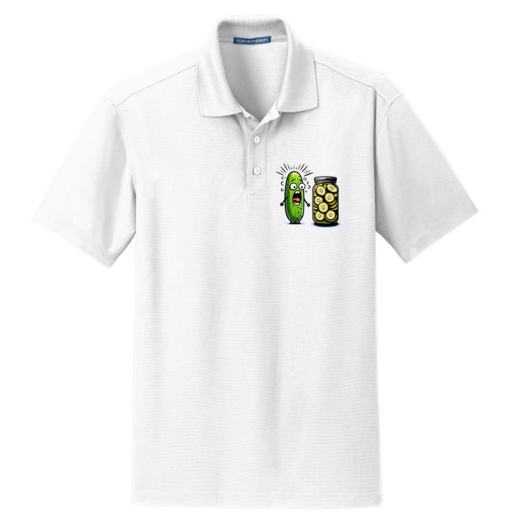 Funny Pickle Surprise A Cucumber And A Jar Of Sliced Pickles Dry Zone Grid Polo