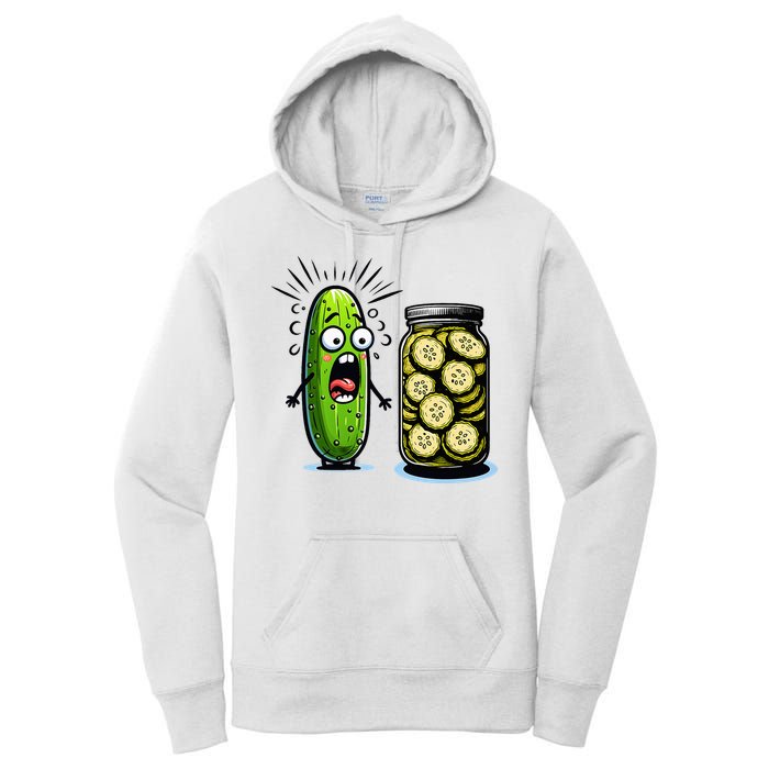 Funny Pickle Surprise A Cucumber And A Jar Of Sliced Pickles Women's Pullover Hoodie