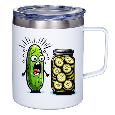 Funny Pickle Surprise A Cucumber And A Jar Of Sliced Pickles 12oz Stainless Steel Coffee Mug