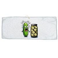 Funny Pickle Surprise A Cucumber And A Jar Of Sliced Pickles Large Microfiber Waffle Golf Towel