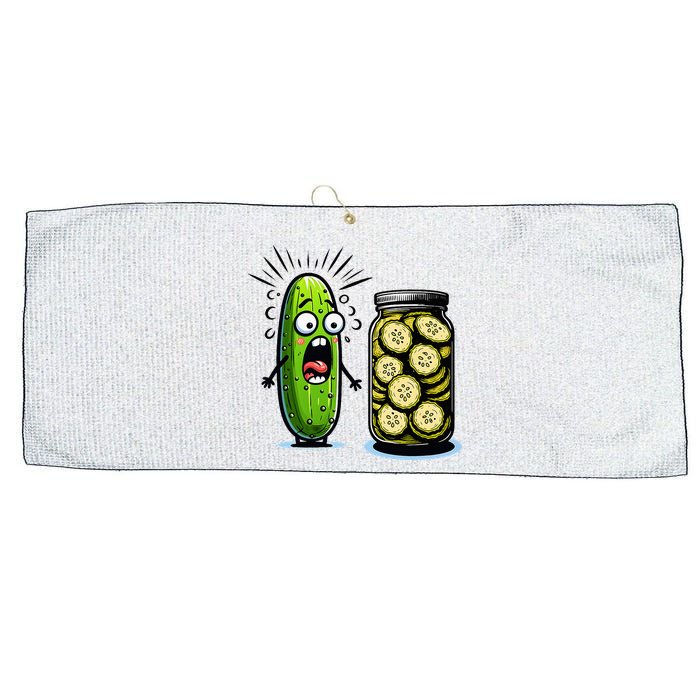 Funny Pickle Surprise A Cucumber And A Jar Of Sliced Pickles Large Microfiber Waffle Golf Towel