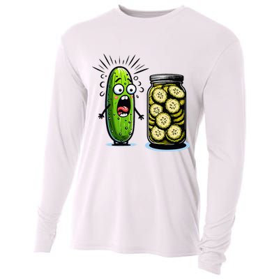Funny Pickle Surprise A Cucumber And A Jar Of Sliced Pickles Cooling Performance Long Sleeve Crew
