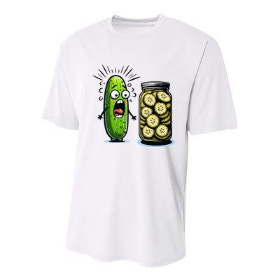 Funny Pickle Surprise A Cucumber And A Jar Of Sliced Pickles Youth Performance Sprint T-Shirt