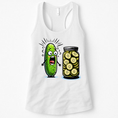 Funny Pickle Surprise A Cucumber And A Jar Of Sliced Pickles Womens Tank Top