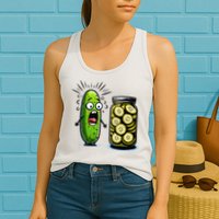 Funny Pickle Surprise A Cucumber And A Jar Of Sliced Pickles Womens Tank Top