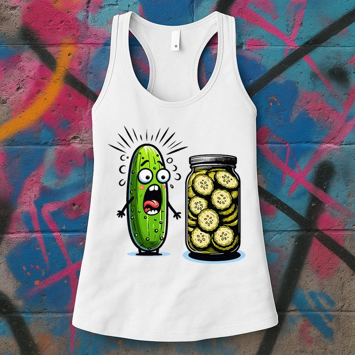 Funny Pickle Surprise A Cucumber And A Jar Of Sliced Pickles Womens Tank Top