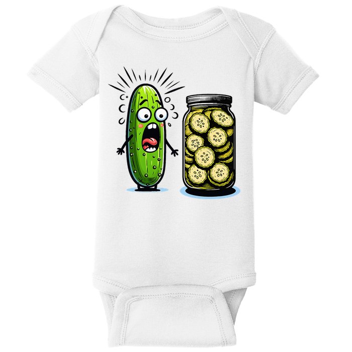 Funny Pickle Surprise A Cucumber And A Jar Of Sliced Pickles Baby Bodysuit