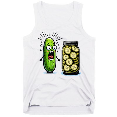 Funny Pickle Surprise A Cucumber And A Jar Of Sliced Pickles Tank Top