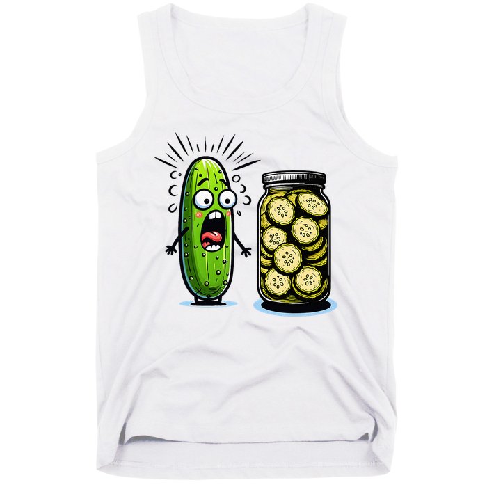 Funny Pickle Surprise A Cucumber And A Jar Of Sliced Pickles Tank Top