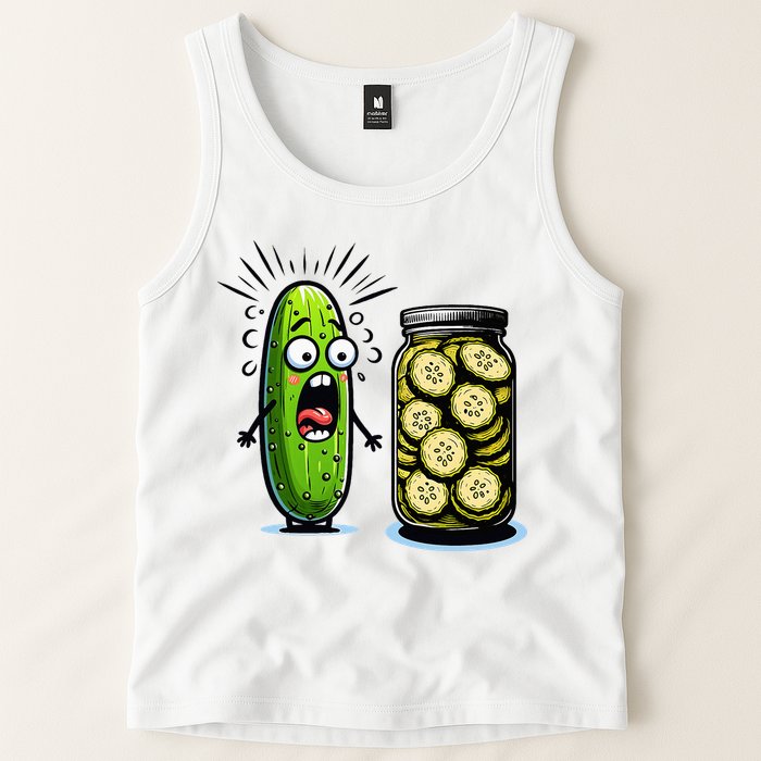 Funny Pickle Surprise A Cucumber And A Jar Of Sliced Pickles Tank Top