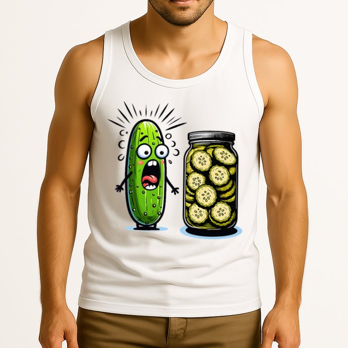 Funny Pickle Surprise A Cucumber And A Jar Of Sliced Pickles Tank Top