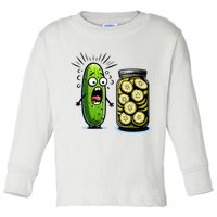Funny Pickle Surprise A Cucumber And A Jar Of Sliced Pickles Toddler Long Sleeve Shirt