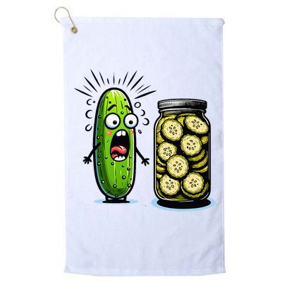 Funny Pickle Surprise A Cucumber And A Jar Of Sliced Pickles Golf Towel