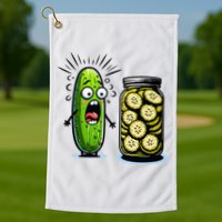 Funny Pickle Surprise A Cucumber And A Jar Of Sliced Pickles Golf Towel