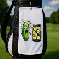 Funny Pickle Surprise A Cucumber And A Jar Of Sliced Pickles Golf Towel