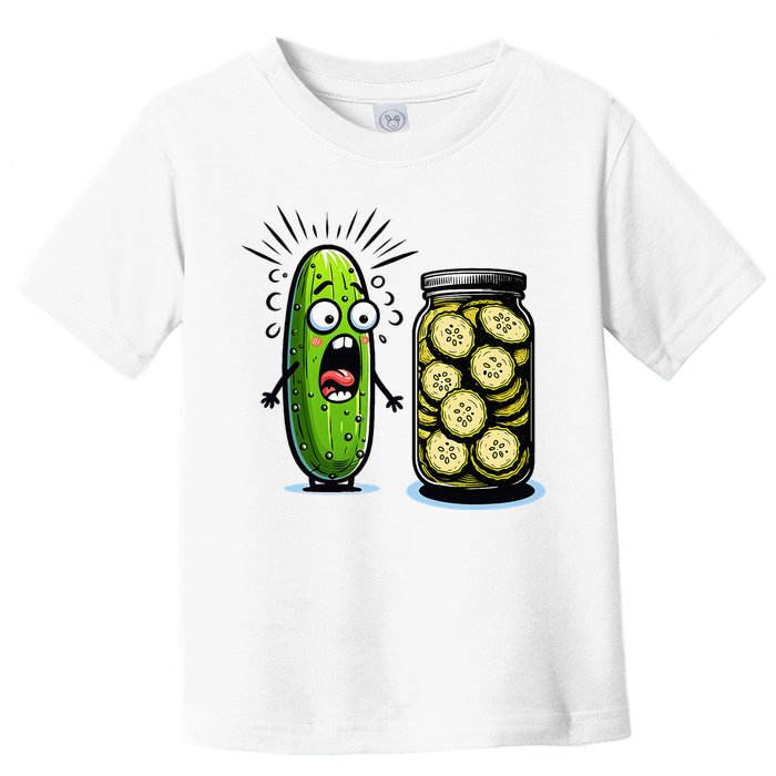 Funny Pickle Surprise A Cucumber And A Jar Of Sliced Pickles Toddler T-Shirt