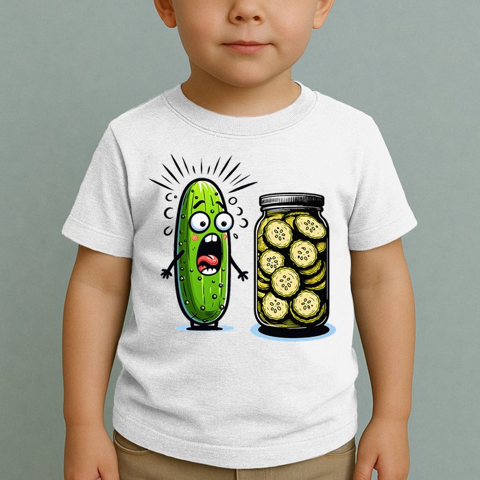Funny Pickle Surprise A Cucumber And A Jar Of Sliced Pickles Toddler T-Shirt