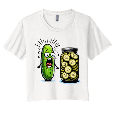 Funny Pickle Surprise A Cucumber And A Jar Of Sliced Pickles Crop Top