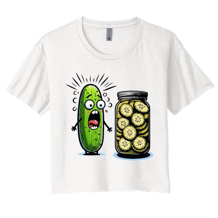 Funny Pickle Surprise A Cucumber And A Jar Of Sliced Pickles Crop Top