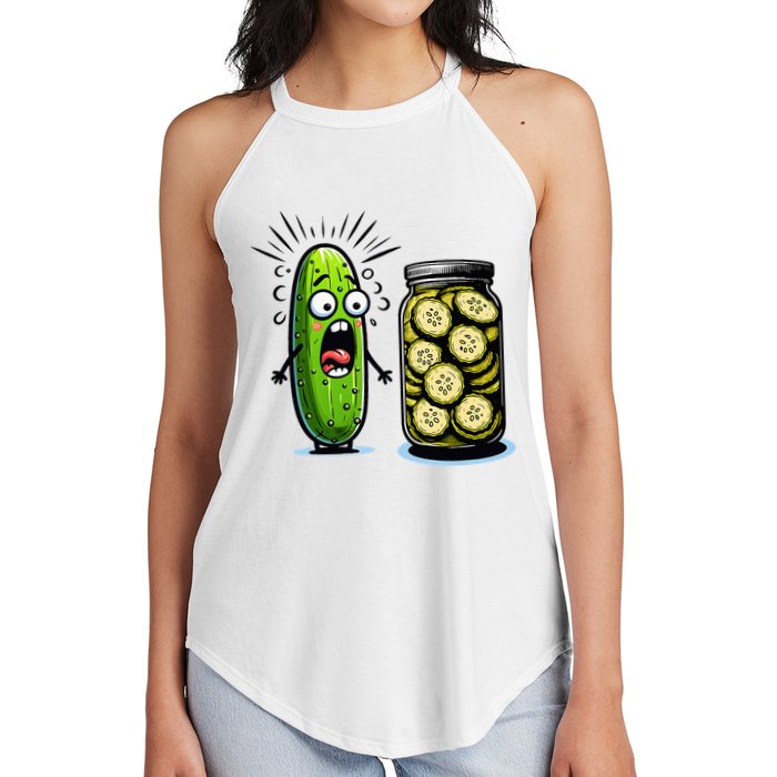 Funny Pickle Surprise A Cucumber And A Jar Of Sliced Pickles Women's Perfect Tri Rocker Tank