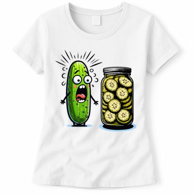Funny Pickle Surprise A Cucumber And A Jar Of Sliced Pickles Womens T-Shirt