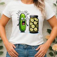 Funny Pickle Surprise A Cucumber And A Jar Of Sliced Pickles Womens T-Shirt