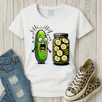 Funny Pickle Surprise A Cucumber And A Jar Of Sliced Pickles Womens T-Shirt