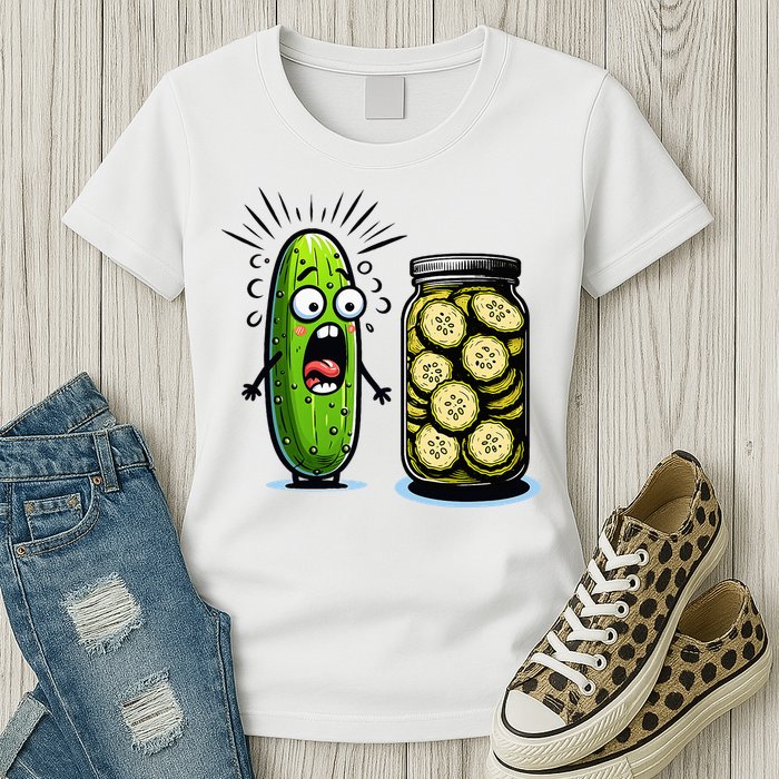 Funny Pickle Surprise A Cucumber And A Jar Of Sliced Pickles Womens T-Shirt