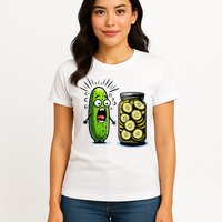 Funny Pickle Surprise A Cucumber And A Jar Of Sliced Pickles Womens T-Shirt