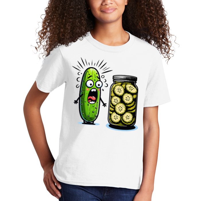 Funny Pickle Surprise A Cucumber And A Jar Of Sliced Pickles Kids T-Shirt