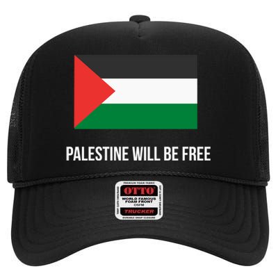 Free Palestine Strong High Crown Mesh Back Trucker Hat