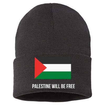 Free Palestine Strong Sustainable Knit Beanie