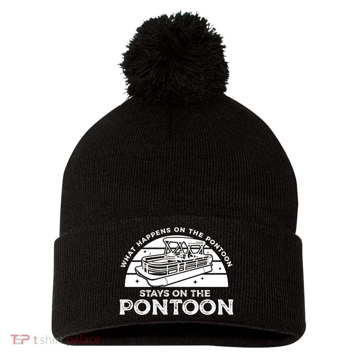 Funny Pontoon Saying Gift Pontooning Pom Pom 12in Knit Beanie