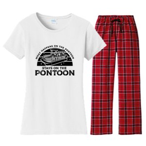 Funny Pontoon Saying Gift Pontooning Women's Flannel Pajama Set