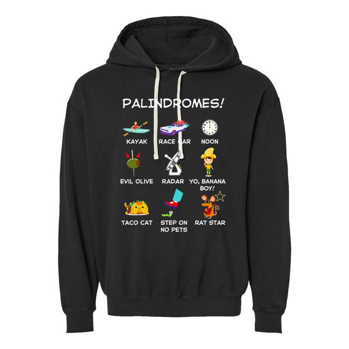 Funny Palindromes Set For Palindromists Word Play Games Pun Garment-Dyed Fleece Hoodie