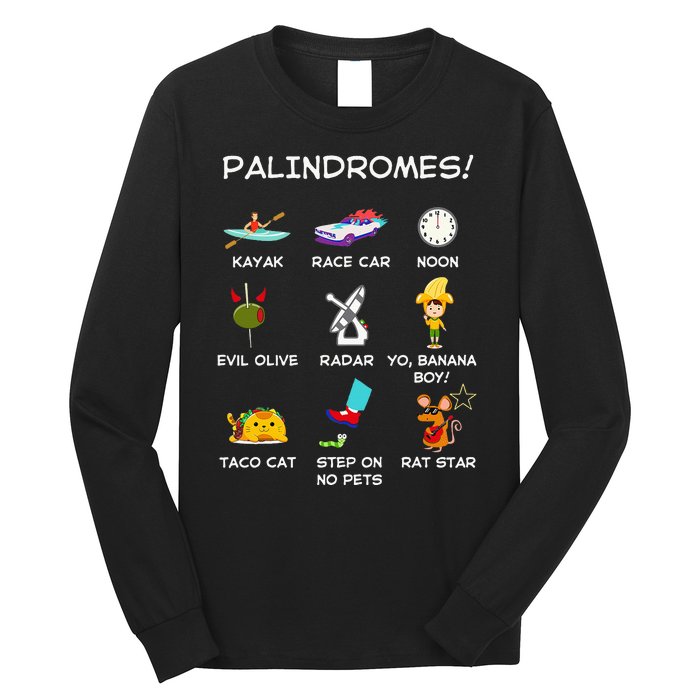 Funny Palindromes Set For Palindromists Word Play Games Pun Long Sleeve Shirt