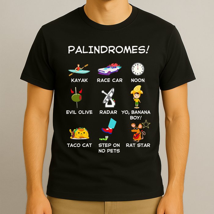 Funny Palindromes Set For Palindromists Word Play Games Pun T-Shirt