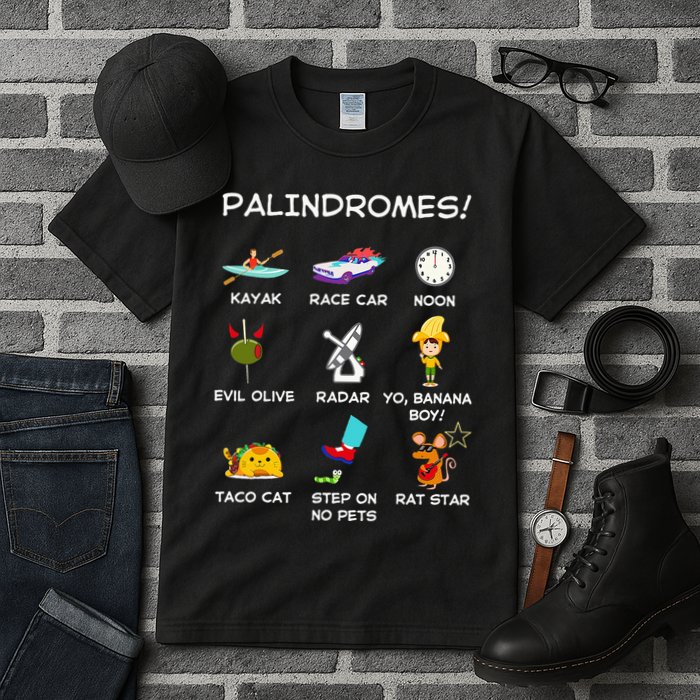 Funny Palindromes Set For Palindromists Word Play Games Pun Tall T-Shirt