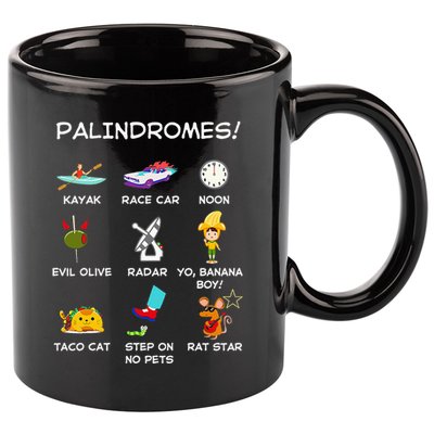 Funny Palindromes Set For Palindromists Word Play Games Pun 11oz C Handle Ceramic Mug