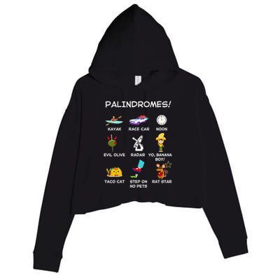 Funny Palindromes Set For Palindromists Word Play Games Pun Crop Fleece Hoodie