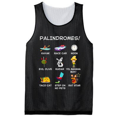 Funny Palindromes Set For Palindromists Word Play Games Pun Mesh Reversible Basketball Jersey Tank