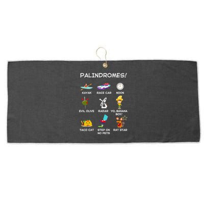 Funny Palindromes Set For Palindromists Word Play Games Pun Large Microfiber Waffle Golf Towel